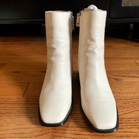 SAM EDELMAN WINNIE Ivory Leather Block Heel Bootie Women’s Size 8 - Picture 10 of 16